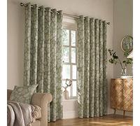 Furn Irwin Ringtop Eyelet Curtains (Pair) -Ready Made-Polycotton-Sage-229cm x 183cm (90" x 72" inches), Cotton, Sage, 90x72 (229x183cm)