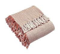 furn. Jasper Throw, Zip-Zag Knitted Geometric Design, Cotton, Brick,Red,130 x 180cm