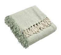 furn. Jasper Throw, Zip-Zag Knitted Geometric Design, Cotton, Sage,130 x 180cm