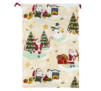 furn. Jolly Santa Printed Velvet Xmas Sack, Multicolour, 74 x 50cm