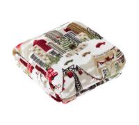 furn. Joy To All Throw - Festive Winter Scene Soft Fleece Blanket (Cream - 140x180cm)