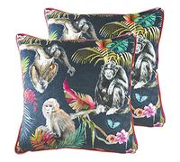 Evans Lichfield Jungle Monkey Twin Pack Polyester Filled Cushions, Blue, 43 x 43cm