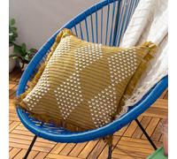 furn. Kadie Square Outdoor/Indoor Fringed Cushion Cover, Gold