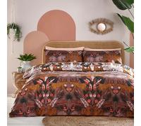 Kaihalu Jungle Animal Floral Reversible Duvet Cover Set Furn Brown Double