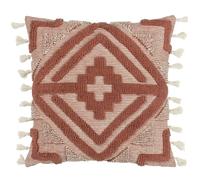Furn Kalai Tufted Tassel Cushion Cover - Brick Red - 45cm x 45cm - Brick Red - 100% Mixed