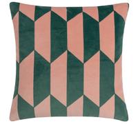 Kalho Velvet Jacquard Geometric Polyester Filled Cushion Furn Pink 45cm x 45cm