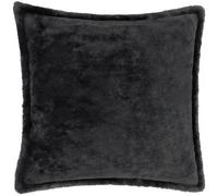 Furn Kallu Faux Fur Cushion Cover - Soft Fluffy Decorative with Oxford Edge - Black 45x45cm