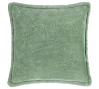Furn. Kallu Faux Fur Cushion Cover - Soft Fluffy Decorative Cushion with Oxford Edge (Frost Green - 55x55cm)