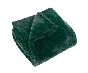 Furn Kallu Faux Fur Double Sided Throw - Needle Green - 130cm x 180cm - Needle Green - 100% Polyester