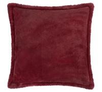 Furn. Kallu Faux Fur Feather Filled Cushion - Soft Fluffy Decorative Cushion with Oxford Edge (Berry - 55x55cm)