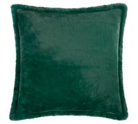 Furn. Kallu Faux Fur Feather Filled Cushion - Soft Fluffy Decorative Cushion with Oxford Edge (Needle Green - 45x45cm)