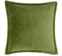 furn. Kallu Faux Fur Cushion Cover - Soft Fluffy Decorative Cushion with Oxford Edge (Olive - 45x45cm)