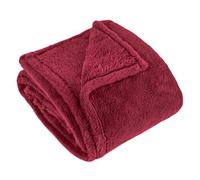 furn. Kallu Faux Fur Throw - Earthy Soft Fluffy Decorative Throw with Oxford Edge (Berry - 150x200cm)