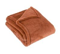 furn. Kallu Faux Fur Throw - Earthy Soft Fluffy Decorative Throw with Oxford Edge (Rust - 130x180cm)