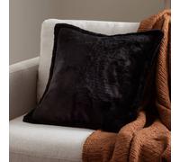 furn. Kallu Faux Fur Polyester Filled Cushion - Soft Fluffy Decorative Cushion with Oxford Edge (Black - 45x45cm)