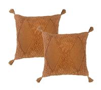 furn. Kantha Polyester Filled Cushion Twin Pack, Cotton, Ginger