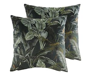 furn. Kibale Leaves Twin Pack Feather Filled Cushions, Multi, 43 x 43cm