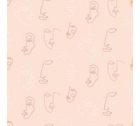 Furn. Kindred Blush Pink Abstract Faces Printed Wallpaper Sample