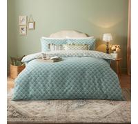 furn. Krissa Block Printed Duvet Cover Set - Indian Inspired Handcrafted Organic Bedding (Blue - Super King)