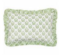 Furn Krissa Block Printed Velvet Cushion Green, Green