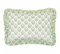 furn. Krissa Block Printed Velvet Polyester Filled Cushion - Green - 40x60cm