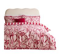 Furn Lavieen Bows Reversible Duvet Cover Set - Pink/Red - King - Pink/Red - 52% Polyester/48% Cotton