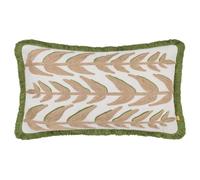 furn. Leaves Embroidered Polyester Filled Cushion - Green - 40x60cm