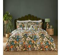 furn. Leilani Duvet Cover Set - Tropical Floral Rainforest Reversible Cotton Blend (Multicolour - Double)