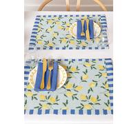 furn. Lemons Set of 4 Table Placemats Blue