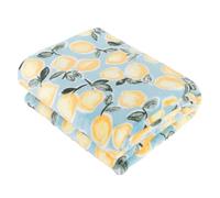 furn. Lemons Throw - Soft Fleece Citrus Print Blanket (Blue - 130x150cm)