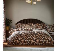 furn. Leopard Printed Frill Trim Duvet Set - Single - Multicolour