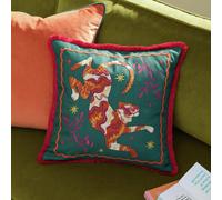 Furn Les Animaux Tiger Tufted Cushion Green - 45x45cm
