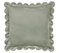 furn. Lil Scallop Polyester Filled Cushion - Colourful Velvet Piped Scalloped Edge Decorative Pillow (Green/Natural - 45x45cm)