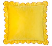 furn. Lil Scallop Polyester Filled Cushion - Colourful Velvet Piped Scalloped Edge Decorative Pillow (Lemon/Ginger - 45x45cm)