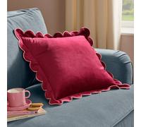 Furn Lil Scallop Velvet Cushion in Wine | Size: 45 cm x 45 cm Furn Wine 45 cm x 45 cm