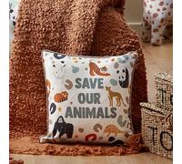 furn. little Wildlife Save Our Animals Piped Feather Rich Filled Cushion