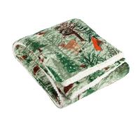 Furn - Throw - Lodge Wood Sherpa Fleece - Green - 130 x 180 cm