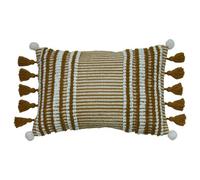 furn. Lotta Polyester Filled Cushion - Scandi Tuft Textured Tassel Trim Decorative Cotton Pillow (Ginger - 35x50cm)