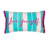 furn. Love Yourself Striped Velvet Polyester Filled Cushion Furn Blue 30cm x 50cm