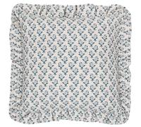 furn. Lulah Block Printed Ruffle Cushion Cover - Linen/Blue - 45x45cm