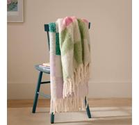 furn. Maisie Throw - Woven Double-Sided Check Blanket with Fringed Trim (Aqua Blossom - 130x180cm)