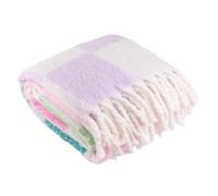 furn. Maisie Throw - Woven Double-Sided Check Blanket with Fringed Trim (Aqua Blossom - 130x180cm)