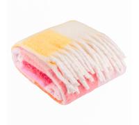 furn. Maisie Throw - Woven Double-Sided Check Blanket with Fringed Trim (Citrus Blush - 130x180cm)