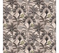 Furn. Malaysian Palm Blush Pink/charcoal Grey Tropical Printed Wallpaper Sample