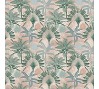 Furn. Malaysian Palm Blush Pink/green Tropical Printed Wallpaper Sample