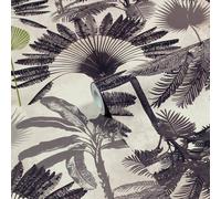 furn. Malaysian Palm Printed Wallpaper, Blush/Charcoal