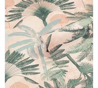 furn. Malaysian Palm Printed Wallpaper, Blush/Green