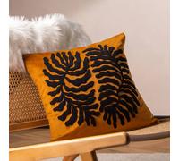 Furn Maldive Botanical Velvet Tufted Cushion In Light Brown Light Brown