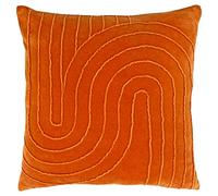Mangata Pleated Soft Velvet Cushion Furn Orange 45cm x 45cm