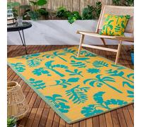 furn. Marula Rug - Indoor/Outdoor Woven Botanical Tropical Birds Weather Resistant Easy Clean Lightweight Rug (Yellow/Teal - 120x180cm)